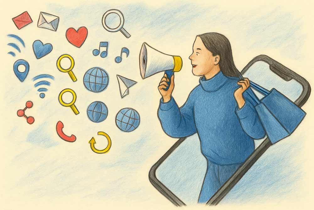 Digital PR services with woman speaking into a megaphone
