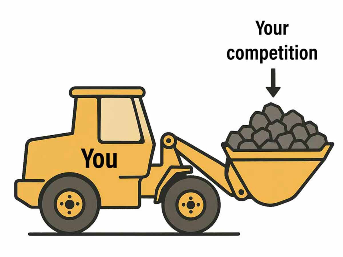 Super strong backlinks with image of digger removing the trash (competition)