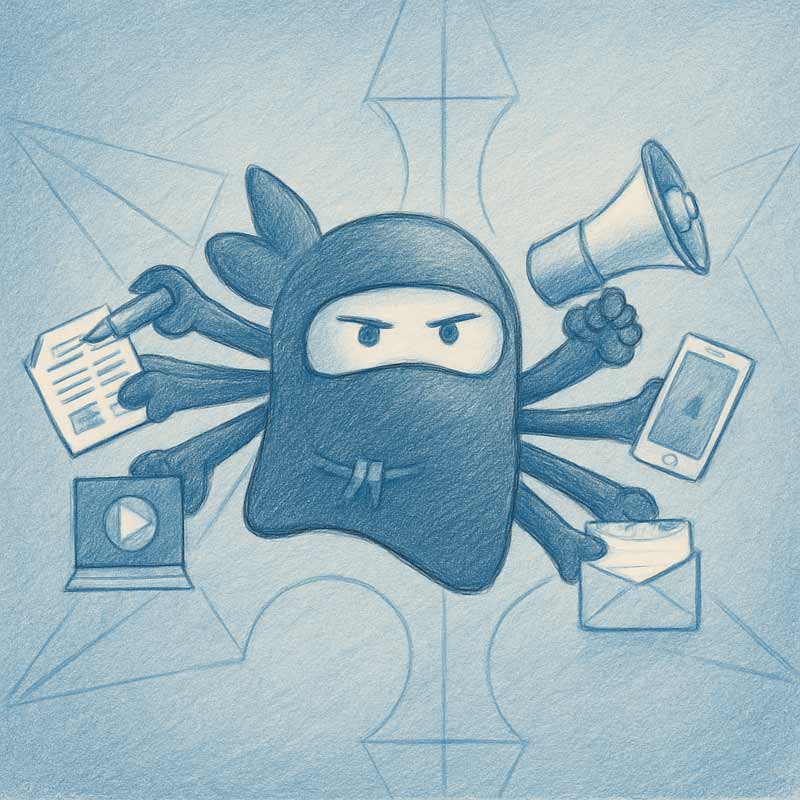 What is blogger outreach? Ninja with multiple arms