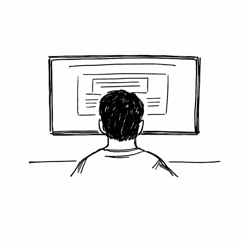 A man looking at his website that doesn't rank on Google