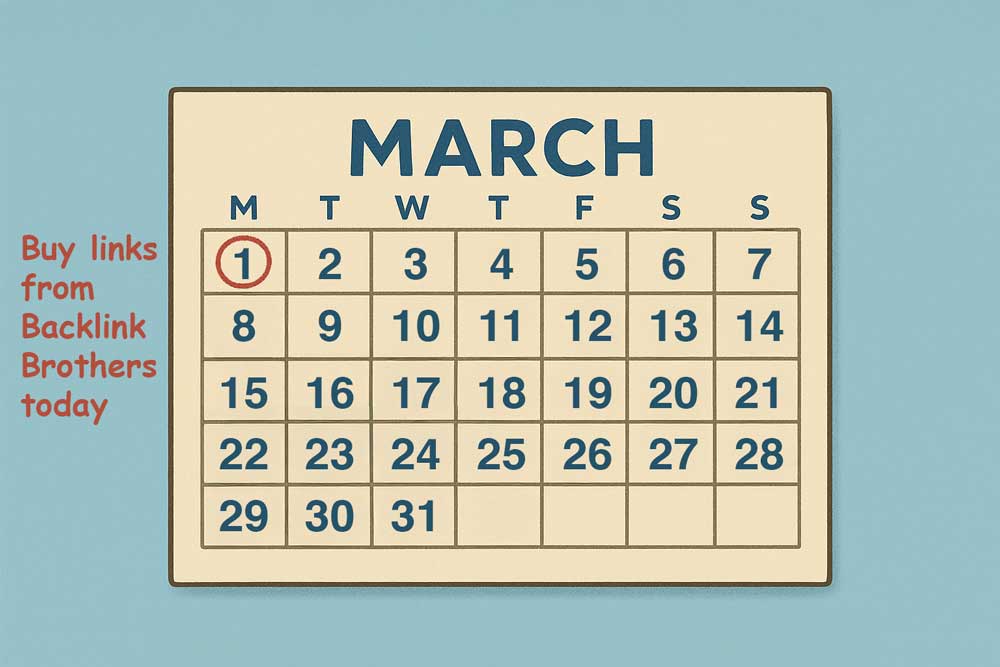 Calendar and purchasing backlinks on the first of each month